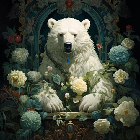 Hay Una Pintura De Un Oso Polar Sentado En Una Silla Ai Generativa