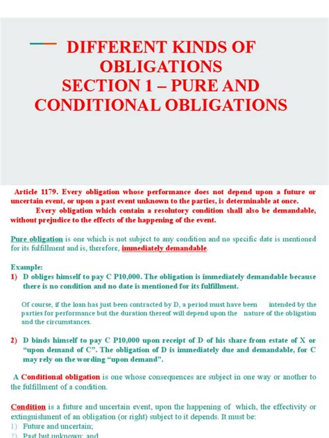 Module 6 Chapter 3 Pure And Conditional Obligations Pdf Breach Of