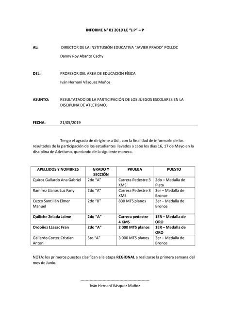 INFORME JUEGOS DEPORTIVOS ESCOLARES ATLETISMO 2019 PDF