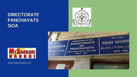 Directorate Panchayats Goa Recruitment Mysarkarinaukri En