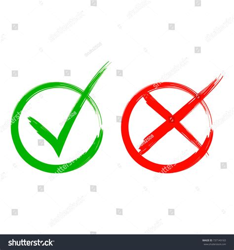 Tick And Cross Signs Green Checkmark OK And Red Royalty Free Stock