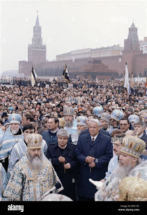 Chairman Of The Rsfsr Supreme Soviet Boris Yeltsin Center Right And