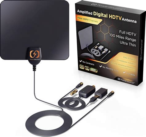 PowerSource Amplified HD Digital TV Antenna Long Range 250 Miles