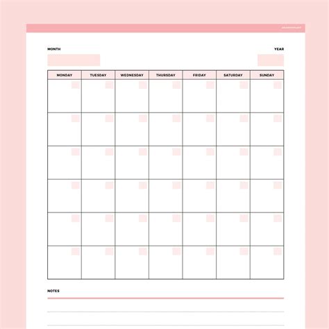 Editable Blank Monthly Calendar | Instant Download Fillable PDF | A4 ...