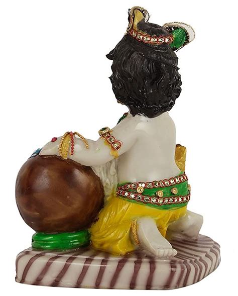 White Baby Krishna Eating Butter Statue 7.5 Inches White - Etsy