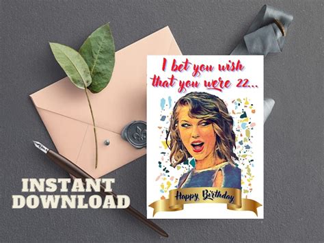 Taylor Swift Printable Birthday Card Taylor Swift Inspired Etsy