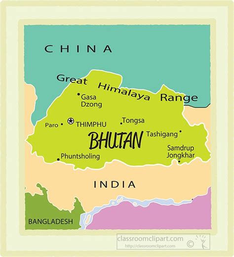 Country Maps Clipart Photo Image Bhutan Country Map Color Border