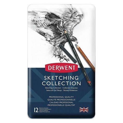 Derwent Sketching Pencil Mixed Media Collection Tin Set Of 12 34305