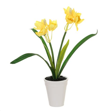 Homecozy Artificial Potted Narcissus Heads Non Withering No Watering