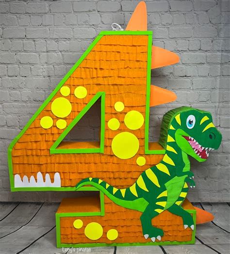 T rex numero 4 piñata Dinosaur theme party Dinosaur birthday party