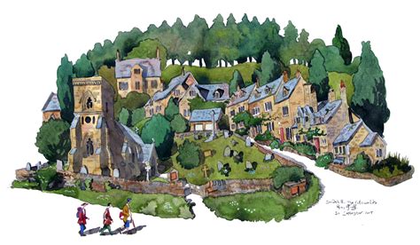 Nine Watercolour Paintings Of The Cotswolds In The Uk