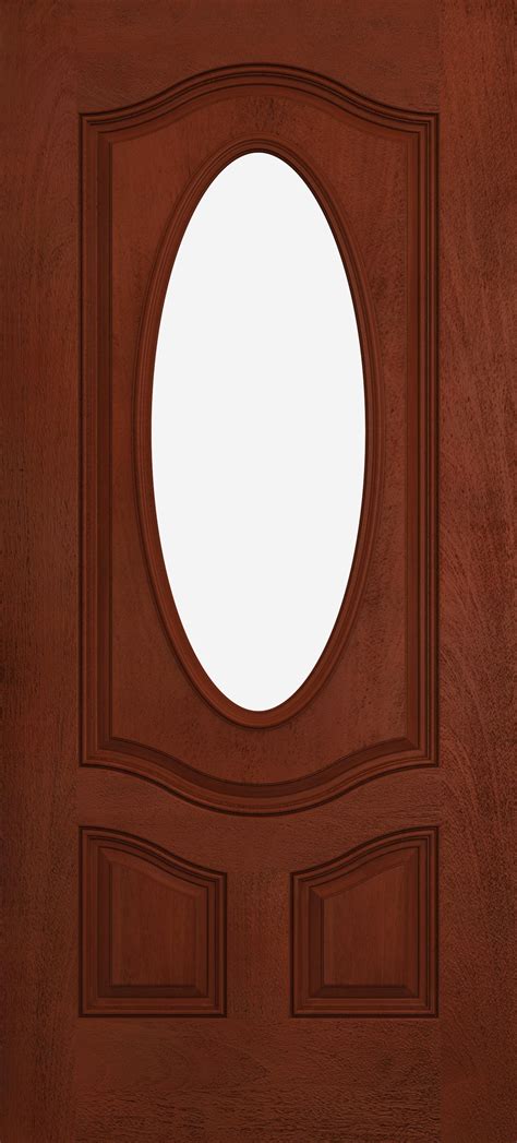 Design Pro Fiberglass Exterior Doors Mahogany Oval View Scroll