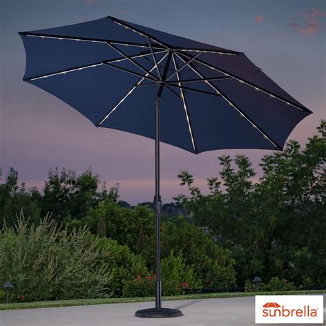 Sunvilla 10ft Aluminium Auto Tilt 56 Led Umbrella In Indigo