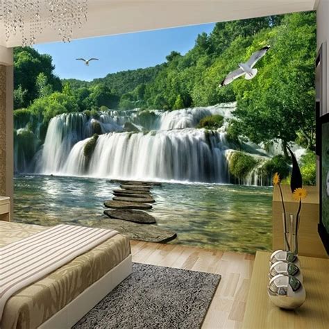 Papel De Pared Beibehang De Parede 3D Cascada Paisaje Mural Paisaje