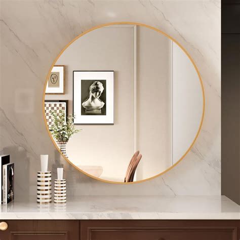 Lft Huimei Y Round Mirror Large Circle Inch Gold Metal Frame Wall