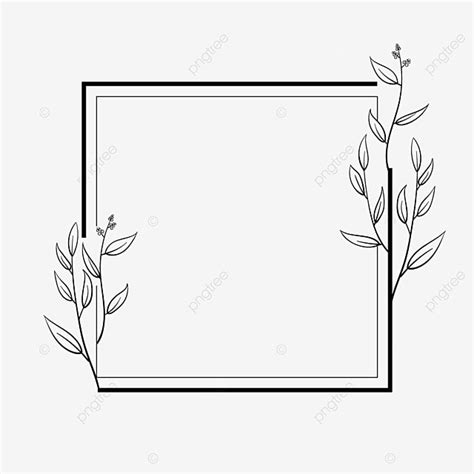 Hand Drawn Square Floral Frame, Floral Drawing, Square Drawing, Frame ...