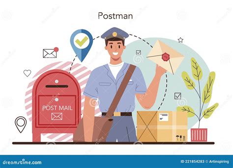 Official Postman In Uniform Cartoon Vector Cartoondealer