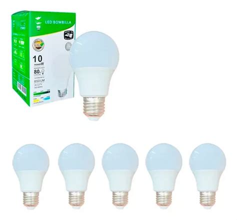 Foco Led 10w Luz Fria 6500k Ahorrador Pcasa E27 A19 5 Focos Meses