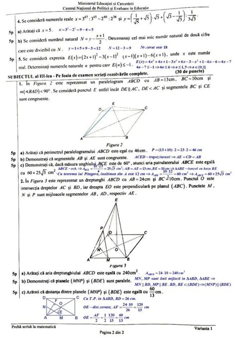 Evaluarea Na Ional Proba La Matematic Rezolvarea Subiectelor I