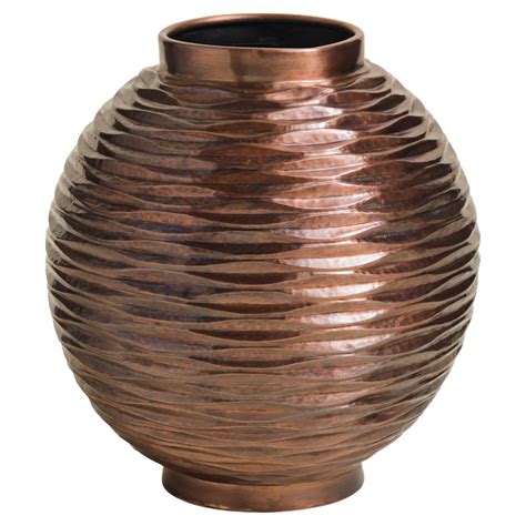 Contemporary Repouss Large Tree Trunk Pot In Dark Antique Copper By