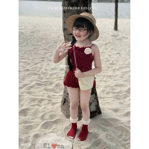 Bikini cho bé gái BIKINI ĐÍNH HOA SIÊU XINH cho bé từ 1 8 Tuổi Shopee Việt Nam