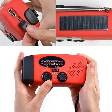 Odoland Emergency Noaa Weather Radio With Flashlight Solar Hand Crank