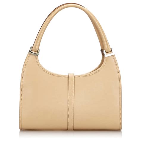 Gucci Sac à main en cuir marron Beige ref 149241 Joli Closet