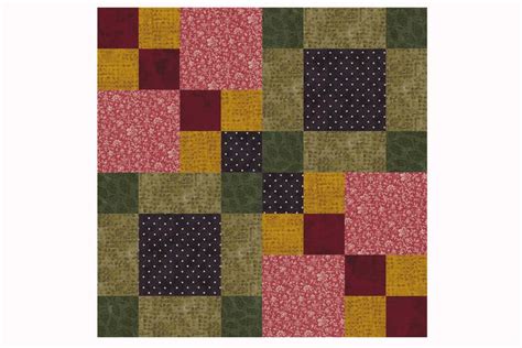 Four Square Patchwork Quilt Block Pattern