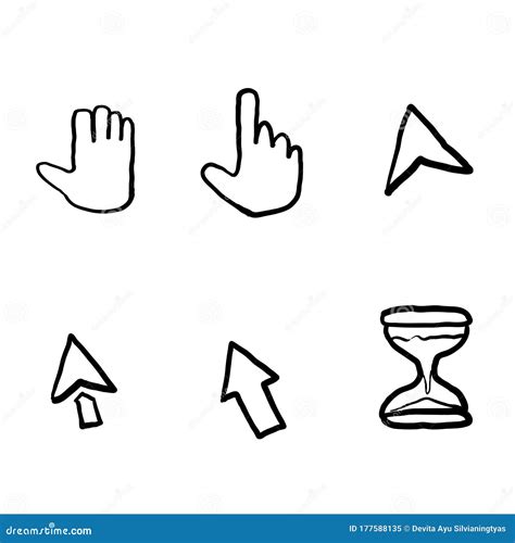 Pointers Clicking With Hand Vector Isolated Set Of Icons Vector Hand