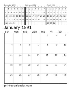 Download 1891 Printable Calendars