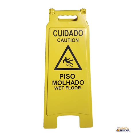 Placa de Sinalização Piso Cuidado Piso Molhado Química Rocha