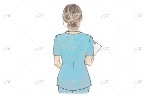 Nurse Hand Drawn Illustration Female Health Worker 645401