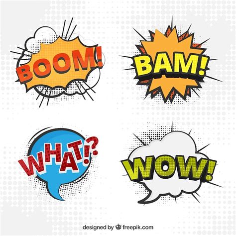 Varias Vinetas De Comic Con Onomatopeyas Vector Premium Images The