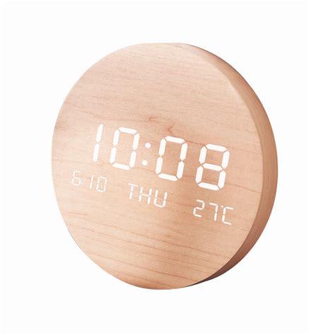 S201 Creative Wooden Led Alarm Clock Temperature Display Wall Mounted