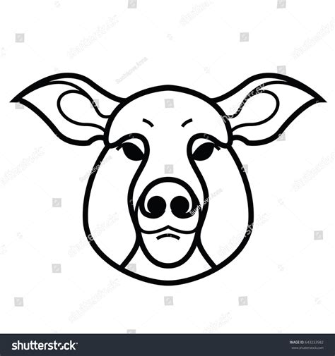 Linear Stylized Drawing Pig Swine Icon Stock Vector Royalty Free