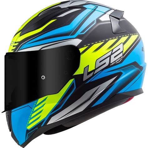 Capacete LS2 FF353 Rapid Gale Preto Azul Amarelo Fosco Grid Motors