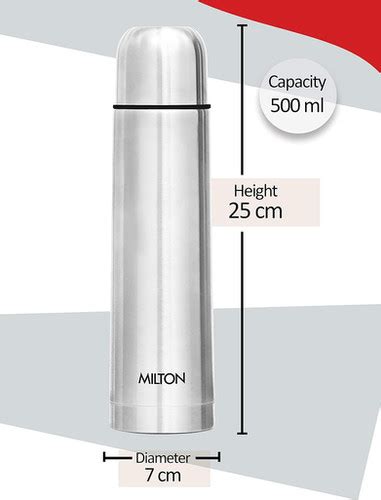 Milton Atlantis 600 Thermosteel Hot and Cold Water Bottle, 500 ml, Silver | Corporate Gifts