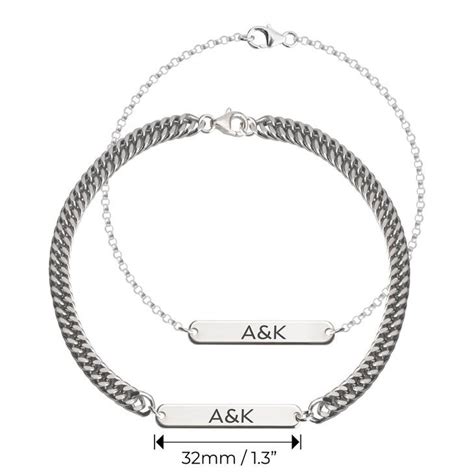 Couples Bracelets Sterling Silver Couples Bracelets His And Her Matching Bangle Personalized