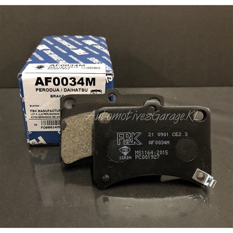 Fbk Af M Front Brake Pads Perodua Kenari Kelisa Shopee