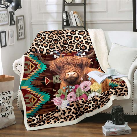 Highland Cow Blanket Western Throw Blanket 50x60arrow Aztec Fleece