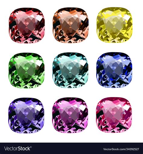 Set precious stones different colors Royalty Free Vector