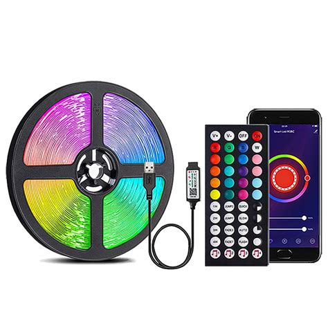 Fita Led Rgb M Usb L Mpada Flex Vel Cabo Controle Bluetooth