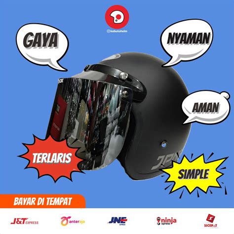 Jual Helm Bogo JPN ARC Retro Klasik Original Polos SNI Kaca Datar