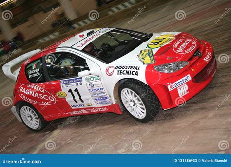 Genoa Italy A Peugeot 206 Racing Car During The First Time Trial Of