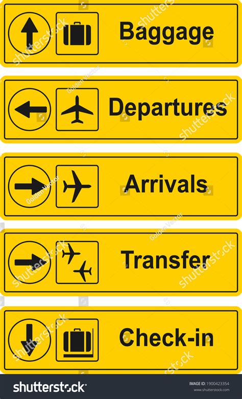 Airport Signposts Terminal Sign Airport Transfer Stock Vector (Royalty ...