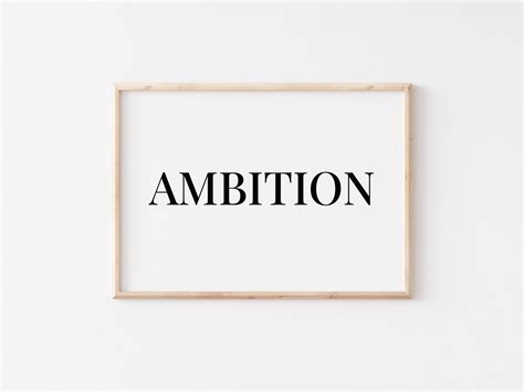 Ambition Wall Art Print Motivation Phrase Poster Printable Etsy