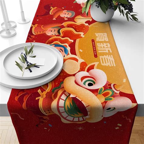 Jual TABLE RUNNER TAPLAK MEJA PRINT MOTIF IMLEK ORIENTAL CNY CHINESE