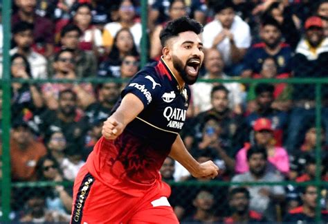 Bengaluru Rcb Bowler Mohammed Siraj Celebrates After Taking The