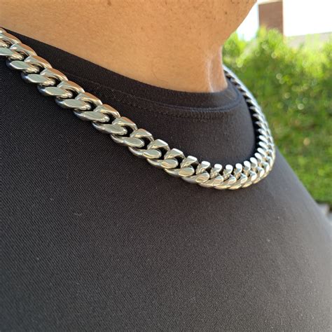 Mm Cuban Link Any Length Chain Thick Cuban Stainless Steel Etsy