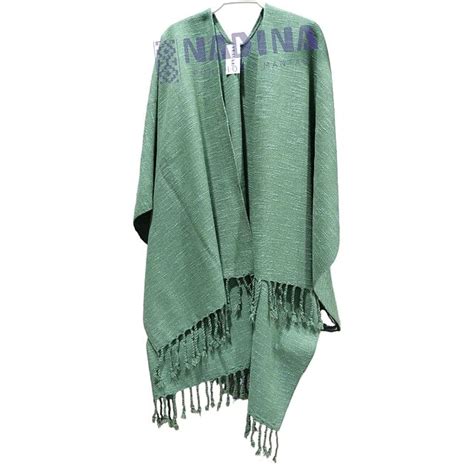 Ruana Artesanal De Mujer Verde Nadina Ponchos Y Mantas